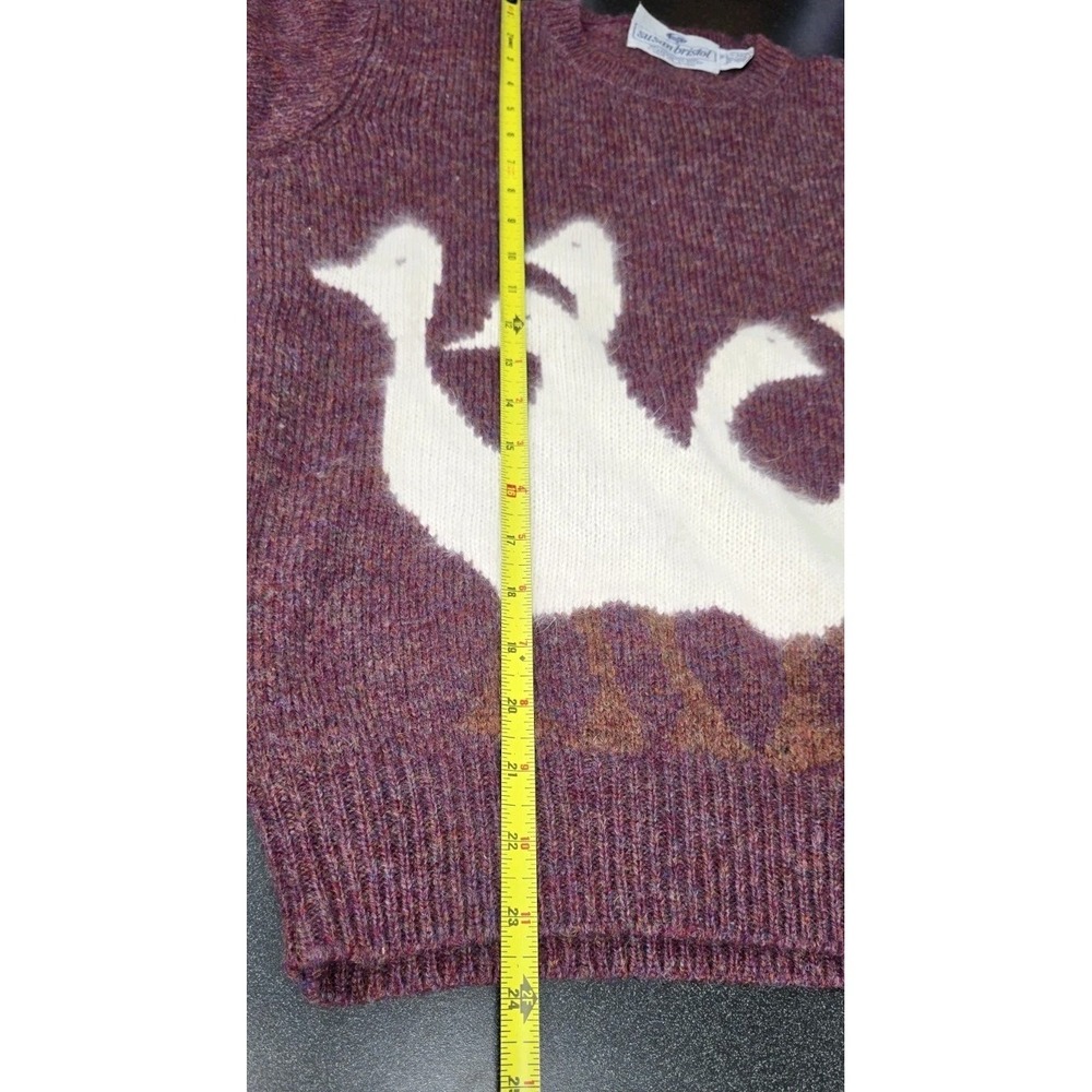 Vintage 80s Ducks Susan Bristol Angora Wool Animal Novelty Knit Sweater 38 Women - Picture 4 of 5